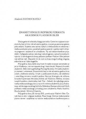 Znanstvenik europskog formata akademik Vladimir Ibler / Davorin Rudolf