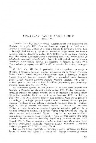 Tomislav Janko Šagi-Bunić (1923.-1999.) / Zdenko Tomislav Tenšek