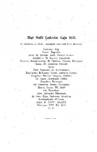 Blaž Stulli Ludevitu Gaju 1841. / Ivan Milčetić
