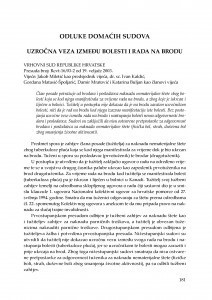 Uzročna veza između bolesti i rada na brodu : [prikaz presude] / Vesna Skorupan Wolff