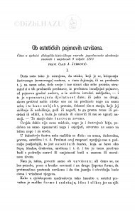Ob estetičkih pojmovih uzvišena / J. Jurković