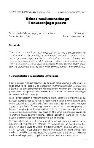 Odnos međunarodnoga i unutarnjega prava / Vladimir-Đuro Degan