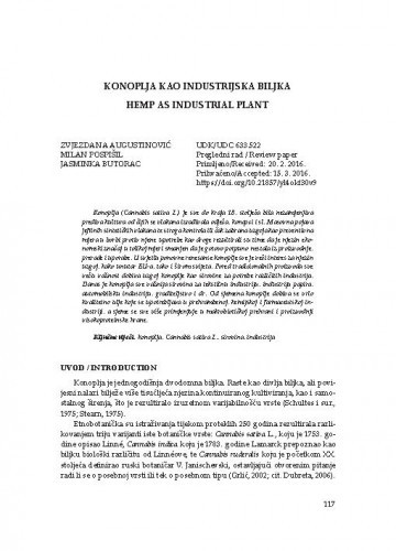 Konoplja kao industrijska biljka / Zvjezdana Augustinović, Milan Pospišil, Jasminka Butorac