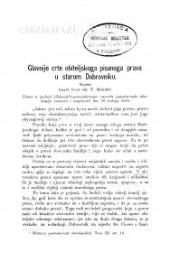 Glavnije crte obiteljskoga pisanoga prava u starom Dubrovniku / V. Bogišić