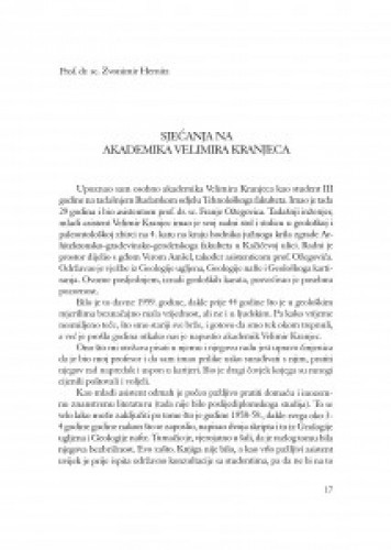 Sjećanja na akademika Velimira Kranjeca