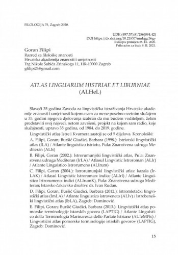 Atlas Linguarum Histriae et Liburniae (ALHeL) / Goran Filipi