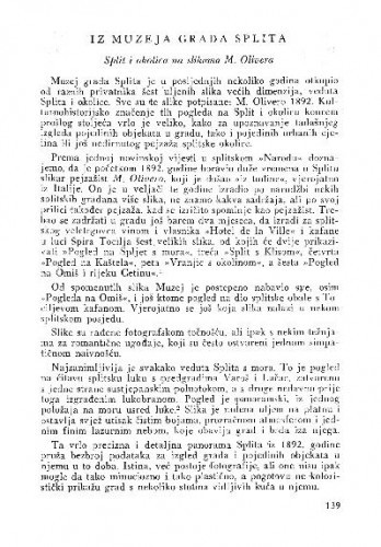 Iz Muzeja grada Splita : Split i okolica na slikama M. Olivera : Split i okolica na slikama M. Olivera / Duško Kečkemet