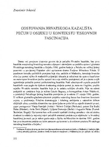 Gostovanja Hrvatskoga kazališta Pečuh u Osijeku u kontekstu tiskovnih fascinacija / Zvonimir Ivković