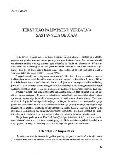 Tekst kao palimpsest: verbalna sastavnica običaja / Ivan Lozica