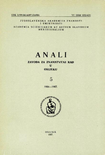 Knj. 5(1986/1987) / urednici Dušan Čalić, Đuro Berber
