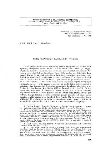 Grga Čevapović i Pavel Josef Šafařík / Josip Matešić
