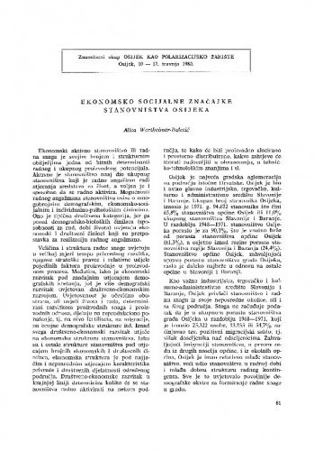 Ekonomsko socijalne značajke stanovništva Osijeka / Alica Wertheimer-Baletić