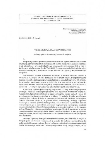 Vrijeme razlika i suprotnosti : jedan pogled na  hrvatsku književnost 18. stoljeća / Rafo Bogišić
