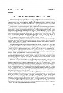 Umjetnički spomenici općine Ivanec / Miroslav Klemm