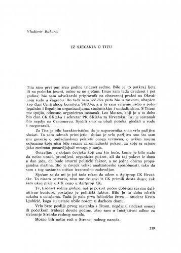 Iz sjećanja o Titu / V. Bakarić