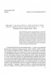Drama i kazalište u Šicelovoj Povijesti hrvatske književnosti I-III (Naklada Ljevak, Zagreb, 2004-2005) / Nikola Batušić