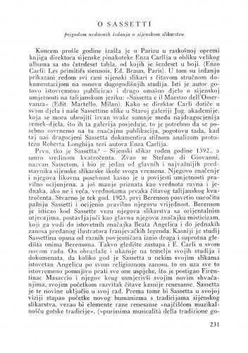 O Sassetti : prigodom nedavnih izdanja o sijenskom slikarstvu / Lj. B.