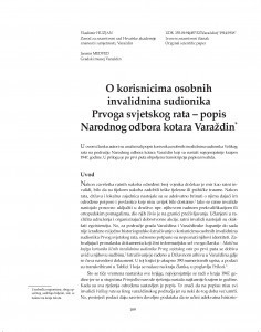O korisnicima osobnih invalidnina sudionika Prvoga svjetskog rata - popis Narodnog odbora kotara Varaždin / Vladimir Huzjan, Jasmin Medved