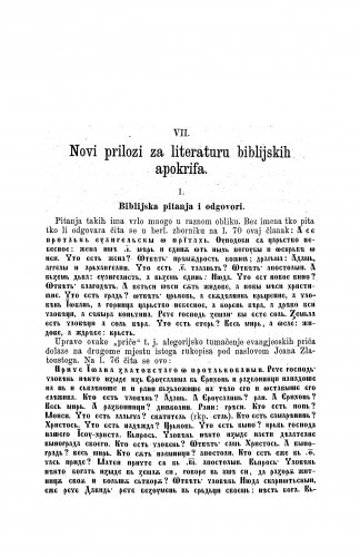 Biblijska pitanja i odgovori : novi prilozi za literaturu biblijskih apokrifa : [Opisi i izvodi iz nekoliko južnoslovinskih rukopisa] / Vatroslav Jagić