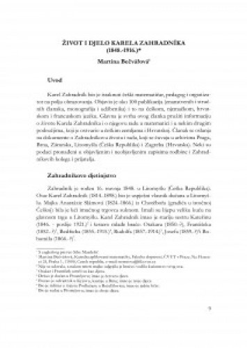 Život i djelo Karela Zahradníka : (1848.-1916.) / Martina Bečvářová