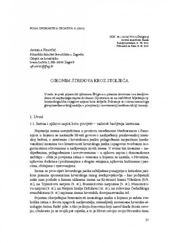 Ojkonim Štrigova kroz stoljeća / Anđela Frančić