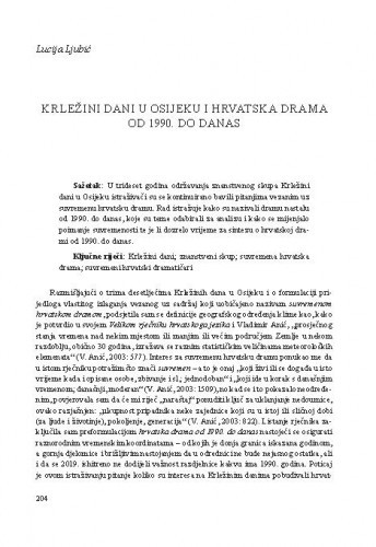 Krležini dani u Osijeku i hrvatska drama od 1990. do danas / Lucija Ljubić
