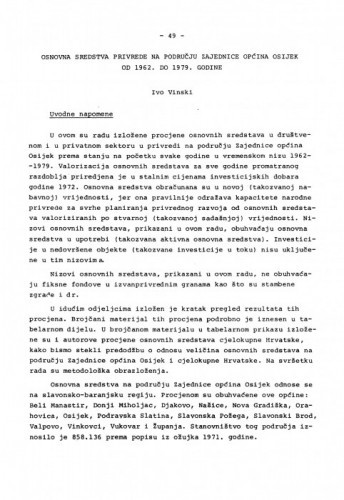 Osnovna sredstva privrede na području Zajednice općina Osijek od 1962. do 1979. godine / Ivo Vinski