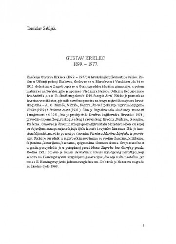 Gustav Krklec : 1899.-1977. / Tomislav Sabljak