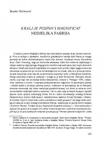 Kralj je pospan i Magnificat Nedjeljka Fabrija / Branko Hećimović