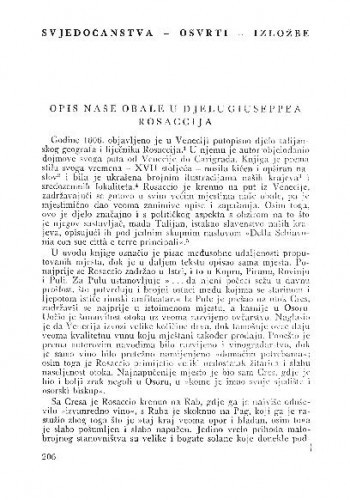 Opis naše obale u djelu Giuseppea Rosaccija / Miroslava Despot