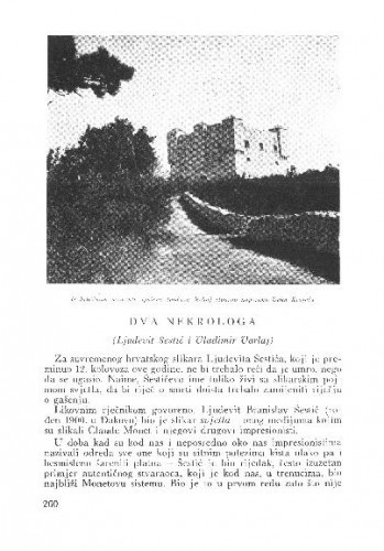 Dva nekrologa : Ljudevit Šestić i Vladimir Varlay / M. Peić