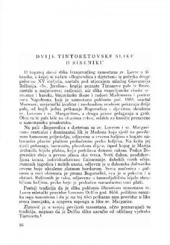 Dvije Tintoretovske slike u Šibeniku / Kruno Prijatelj