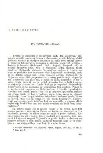 Ivo Vojnović i Zadar / Tihomil Maštrović