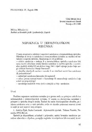 Natuknica u terminološkom rječniku / Milica Mihaljević