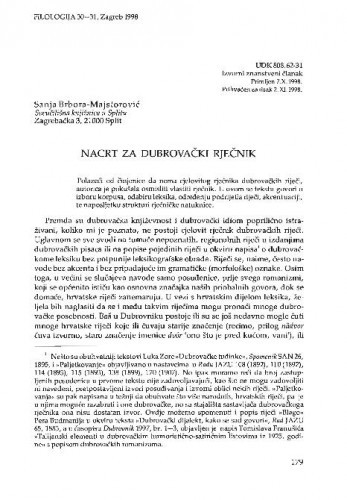 Nacrt za dubrovački rječnik / Sanja Brbora-Majstorović