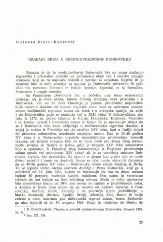 Građani Briža u srednjovjekovnom Dubrovniku / Dušanka Dinić-Knežević