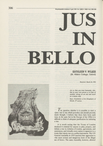 Jus in bello / Kathleen V. Wilkes