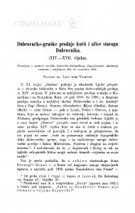 Dubrovačko-gruške prodaje kuća i ulice staroga Dubrovnika (XIV.-XVII. vijeka) / L. Vojnović