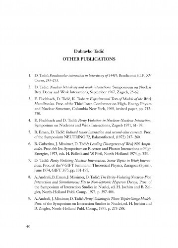 Dubravko Tadić : Other publications