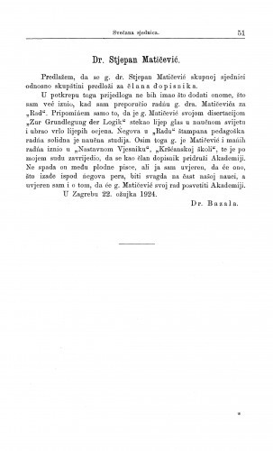 Dr. Stjepan Matičević / A. Bazala