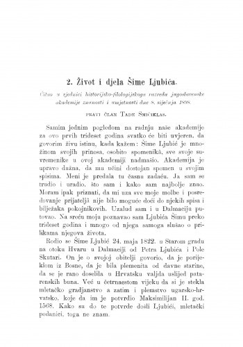 Život i djela Šime Ljubića : [nekrolog.] / T. Smičiklas