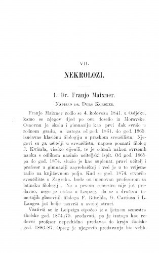 Dr. Franjo Maixner : [Nekrolog.] / Đ. Körbler