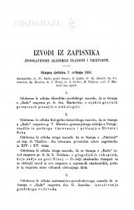 Izvodi iz zapisnika Jugoslavenske akademije znanosti i umjetnosti [1881]
