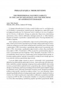 Mišo Mudrić, The Professional Salvor's Liability in the Law of Negligence and the Doctrine of Affirmative Damages, izdavač: LIT Verlag, Munster, 2013 : [prikaz knjige] / Adriana Vincenca Padovan
