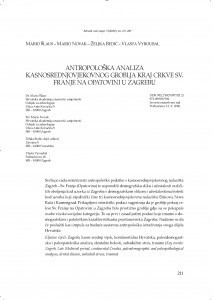 Antropološka analiza kasnosrednjovjekovnog groblja kraj crkve Sv. Franje na Opatovini u Zagrebu / Mario Šlaus ; Mario Novak ; Željka Bedić ; Vlasta Vyroubal
