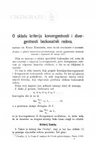 O skladu kriterija konvergentnosti i divergentnosti bezkonačnih redova / K. Zahradnik