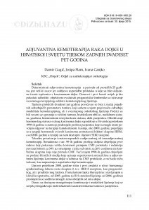 Adjuvantna kemoterapija raka dojke u Hrvatskoj i u svijetu tijekom zadnjih dvadeset i pet godina / Damir Gugić, Josipa Flam, Ivana Canjko