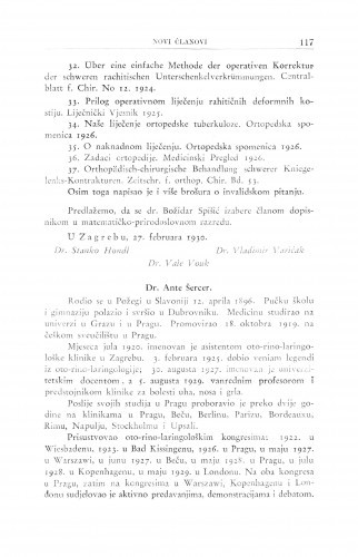 Dr. Ante Šercer / S. Hondl, V. Varićak i V. Vouk