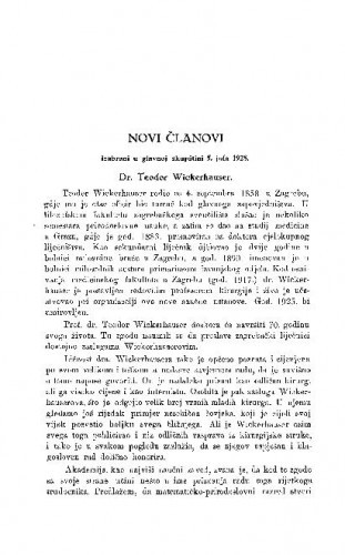 Dr. Teodor Wickerhauser / D. Gorjanović-Kramberger