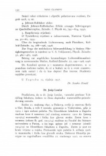 Dr. Josip Lončar / V. Varićak, S. Hondl i Ž. Marković
